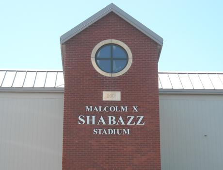 The stadium outside Malcolm X Shabazz High School in Newark, New Jersey. The stadium outside Malcolm X Shabazz High School in Newark, New Jersey.